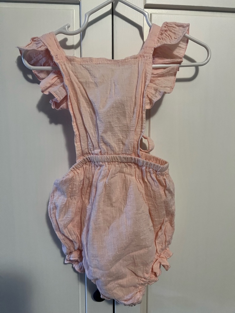 Girls Pink Ruffle Strap Romper - Unbranded